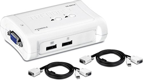 TRENDnet 2-Port USB KVM Switch and Cable Kit, Device Monitoring, Auto-Scan, Audible Feedback, USB 1.1, Windows, Linux, TK-207K