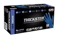 SAS Safety 6603-20 Thickster Powder-Free Exam Grade Disposable Latex 14 Mil Gloves, Large, 50 Gloves