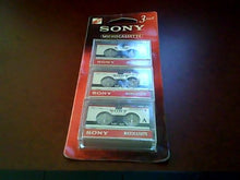 Load image into Gallery viewer, 1998 Sony Electronics, Inc. Sony Microcassette 60 Minutes 3-pack Microcassette Set #3mc60b2n Blister Package Version---tape Speed 1.2 Cm/s Record Time 120 Min.(2x60 Min.)---tape Speed 2.4cm/s 60 Min.
