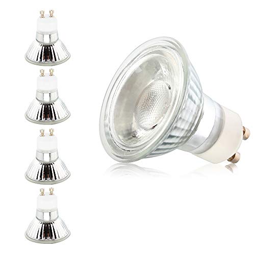 Mengjay 4 Pcs GU10 LED Bulb, 5W Equivalent 35W Halogen, 6000K UL Listed, COB Flood Spotlight 400LM, AC 110V CRI 75, GU10 Base