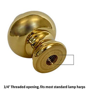 Load image into Gallery viewer, Polished Brass Knob Lamp Finial with Polished Brass Base 1.75&quot;h
