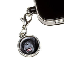 Load image into Gallery viewer, Graphics and More Chimpanzee Chimp - Ape Monkey Anti-Dust Plug Universal Fit 3.5mm Earphone Headset Jack Charm for Mobile Phones - 1 Pack - Non-Retail Packaging - Antiqued Silver
