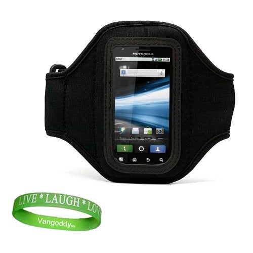 VG Quality BLACK HTC Rezound (Verizon) SmartPhone Armband with Sweat Resistant Lining for HTC Rezound Android Phone + Live Laugh Love VanGoddy Wrist Band!!!