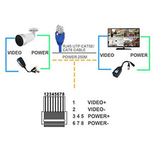 Load image into Gallery viewer, Video Balun, TYUMEN HD-CVI/TVI/AHD UTP Passive Video Balun with DC Power Connector and RJ45 UTP CAT5e/Cat6 Transmitter/Receiver, Including Lighting Protection, 1 Pair
