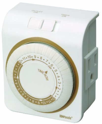 Woods 50001WD Indoor 24-Hour Heavy Duty Plug-In Mechanical Timer, 1 Grounded Outlet