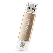 Load image into Gallery viewer, Elefull 2 in 1 Micro USB Flash Drive 64GB Classic Style for Android Smart Phone Tablet Computer Player TV DVD Car Etc (64GB Golden)
