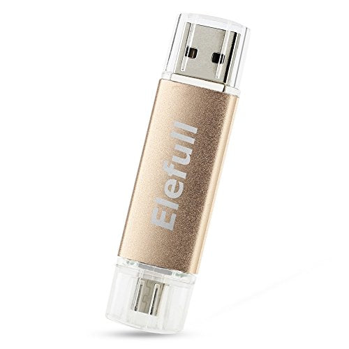 Elefull 2 in 1 Micro USB Flash Drive 64GB Classic Style for Android Smart Phone Tablet Computer Player TV DVD Car Etc (64GB Golden)