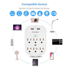 Load image into Gallery viewer, 6-Outlet Surge Protector, Wall Outlet Extender Multi Plug Outlet Wall Adapter with 2 USB Charging Ports 2.4 A, 490 Joules, ETL Listed for Home, School, Office
