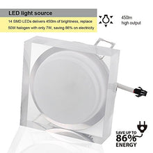 Load image into Gallery viewer, TORCHSTAR 7W LED Acrylic Square Shape Lighting Fixture Ceiling Light Downlight 50W Halogen Equivalent 510lm Warm White Color for workspace/Home Decorative Lighting
