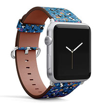 Load image into Gallery viewer, S-Type iWatch Leather Strap Printing Wristbands for Apple Watch 4/3/2/1 Sport Series (42mm) - Marine Pattern with Cute Dolphins and Diving Girls
