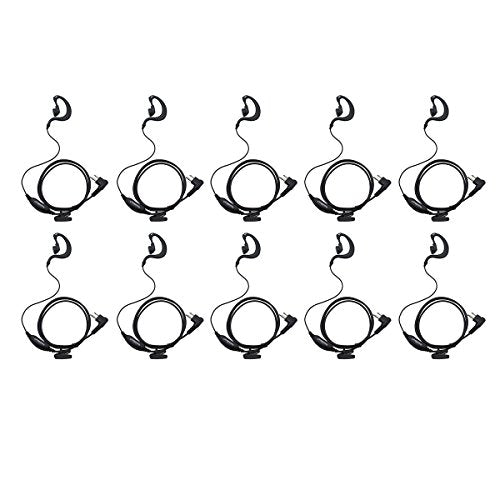 GoodQbuy 2 Pin G Shape Clip-Ear Headset Earpiece for Motorola Two Way Radio Devices CP200 CP200D CP185 DTR650 PR400 EP450 CLS1110 CLS1410 CLS1450 CLS DLR DTR RDX RDU RDV RMU (10 Pack)