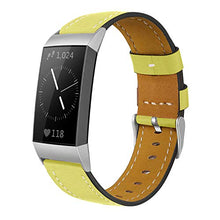 Load image into Gallery viewer, Shangpule Compatible for Fitbit Charge 4 / Fitbit Charge 3 / Fitbit Charge 3 SE bands, Genuine Leather Band Replacement Accessories Straps Women Men Small Large (Yellow)
