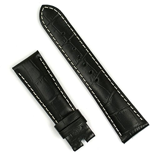 Black Gator with White-Stitch Leather Watchband for Bell & Ross Original Vintage BR123 BR126