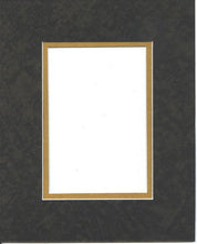 Load image into Gallery viewer, 24x36 Black &amp; Gold Double Picture Mats with White Core, for 20x30 Pictures
