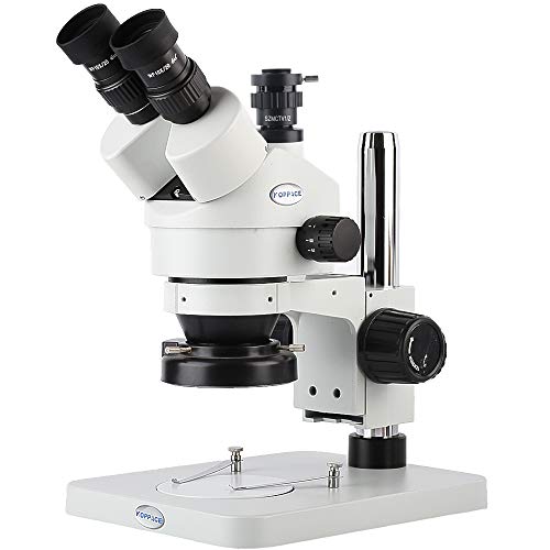 KOPPACE 7X-45X,Trinocular Stereo Microscope,144 LED Ring Light,1/2 CTV Camera Interface,Mobile Phone Repair Microscope
