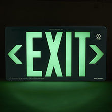 Load image into Gallery viewer, UL924 Listed &amp; Listed for LED lighting 100 foot Jessup Glo Brite Indoor/Outdoor Glow-in-the-dark (Photoluminescent) Double Sided Exit sign with frame, Green, PM100 7082-B (Mounts 4 ways, includes brac

