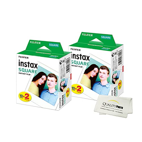 Fujifilm Instax Square Instant Film - 40 Exposures - for use with The Fujifilm instax Square Instant Camera + Quality Photo Microfiber Cloth