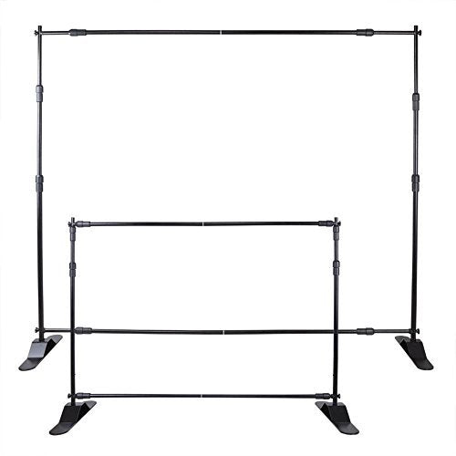 Happybuy Banner Stand Adjustable Step and Repeat Stand Trade Show Booth 8'x8' to 8'x10' Jumbo Telescopic Background Stand Wall Exhibitor Display Photographic (10 ft Banner Stand)