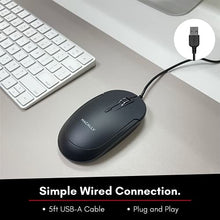 Load image into Gallery viewer, Macally Quiet Wired Mouse for Laptop or Desktop, USB Computer Mouse Wired with Optical Sensor and Adjustable DPI - Comfortable Corded Mouse for PC Windows Chromebook Mac Notebook - Black
