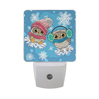 Naanle Set of 2 Cute Christmas Owls Flying Snowflake Auto Sensor LED Dusk to Dawn Night Light Plug in Indoor for Adults
