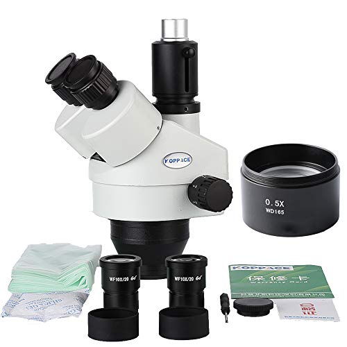 KOPPACE 3.5X-45X Trinocular Stereo Microscope Lens Electronic Eyepiece Trinocular Stereo Zoom Microscope Camera 23.2mm Interface