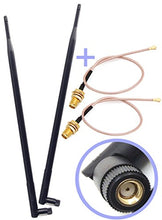 Load image into Gallery viewer, Set of 2 Omni-Directional Wi-Fi Long Range Dual Band 9 Dbi Antenna 2.4/5Ghz 802.11n/b/g and 2 RF U.FL Mini PCI to RP-SMA Female Pigtail Antenna Wi-Fi Cable (Kit for Routers, mini PCIe Cards)
