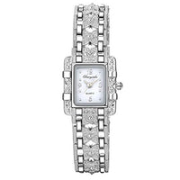 wsloftyGYd-Women Fashion Butterfly Rhinestone Arabic Numbers Square Dial Quartz Wrist Watch - White