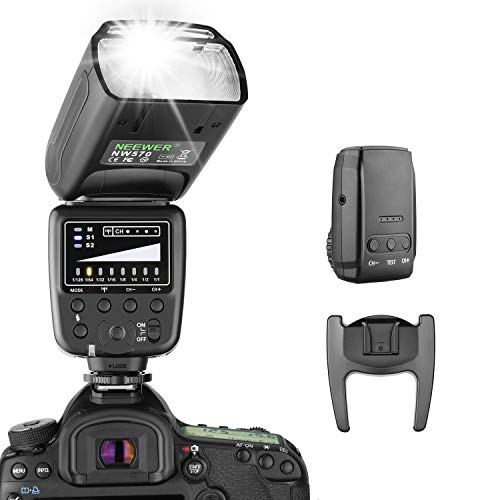 Neewer Flash Speedlite with 2.4G Wireless System and 15 Channel Transmitter for Canon Nikon Sony Panasonic Olympus Fujifilm Pentax and Other DSLR Cameras with Standard Hot Shoe (NW570)