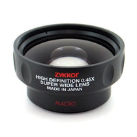 Zykkor 0.45x HD Platinum Pro Super Wide Angle 52mm/58mm Lens with Macro - Black - Made in Japan