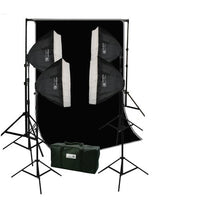 ePhoto 10 x 12 Black Muslin Background Backdrop Stand Kit with 4 Softbox Video Photography Lighting Kit H9004S41012B