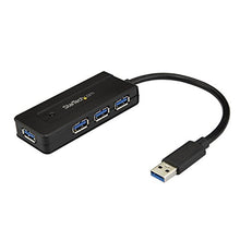 Load image into Gallery viewer, StarTech.com 4 Port USB 3.0 Hub with Charge Port ?? Small and Compact ?? Powered Mini USB Port Expander w/ Multiple Ports (ST4300MINI),Black
