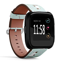 Load image into Gallery viewer, Replacement Leather Strap Printing Wristbands Compatible with Fitbit Versa - Doodle Style Cute cat on Green Pastel
