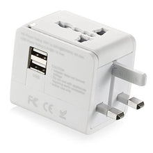 Load image into Gallery viewer, CRAZY AL&#39;S CA613(1A) Worldwide Universal International Travel Adapter, with 2 USB Charging Ports &amp; Universal AC Socket,Suitable for Apple, Samsung, Sony, BlackBerry, HTC,etc. White
