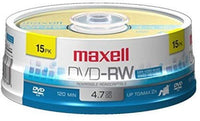 Maxell 635117 Rewritable Recording Format 4.7Gb DVD-RW Disc Playback on DVD Drive or Player and Archive High Capacity Files