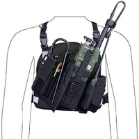 abcGoodefg Universal Radio Chest Harness Pack Front Pocket Pouch Bag Holster EMS Vest Rig with Reflective Stripe for Two Way Radio Walkie Talkie Black (Rescue Essentials)