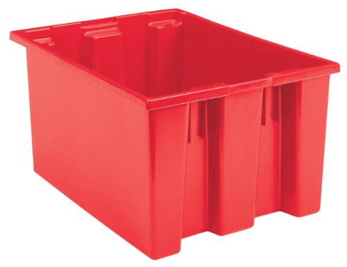 Akro-Mils 35300 Nest and Stack Plastic Storage and Distribution Tote, 29.5-Inch L by 19.5-Inch W by 15-Inch H, Red, Case of 3