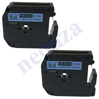 2PK Compatible for Brother P-Touch Label Tape M531 M-K531 MK531 Black on Blue