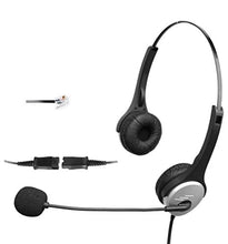 Load image into Gallery viewer, 4Call K502QCMB Dual RJ Telephone Headset Headphone + Noise Canceling Mic + Quick Disconnect + Volume Control for Plantronics M10 M22 Vista Adapter and Cisco 7975 9971 Office Landline Desk IP Phones

