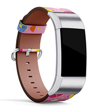 Load image into Gallery viewer, Replacement Leather Strap Printing Wristbands Compatible with Fitbit Charge 2 - Cartoon Punchy Pastel Fruits in Glasses Pink Pattern
