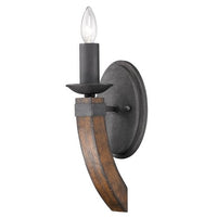 Golden Lighting 1821-1W BI Sconce with Metal Candle Sleeves Shades, Black Iron Finish