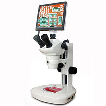 Load image into Gallery viewer, 8X-50X Track Stand LED Light Stereo Zoom Trinocular TouchPad Microscope
