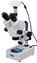 Load image into Gallery viewer, OMAX 7X-45X Digital Trinocular Table Stand Stereo Microscope with Dual Lights and 1.3MP USB Digital Camera
