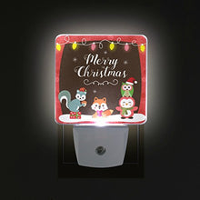 Load image into Gallery viewer, Naanle Set of 2 Merry Christmas Owl Fox Animals Snowflake Auto Sensor LED Dusk to Dawn Night Light Plug in Indoor for Adults
