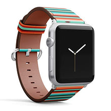 Load image into Gallery viewer, Compatible with Apple Watch Series 5, 4, 3, 2, 1 (Big Version 42/44 mm) Leather Wristband Bracelet Replacement Accessory Band + Adapters - Teal Orange Turquoise Southwestern Blanket
