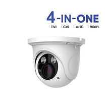 Load image into Gallery viewer, HDVD 1080p Dome Camera 2mp TVI/AHD/CVI/960H 4 in 1, 2.8-12mm Wide Angel Lens, Night Vision up to 90ft, Surveillance Cameras
