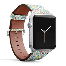 Load image into Gallery viewer, S-Type iWatch Leather Strap Printing Wristbands for Apple Watch 4/3/2/1 Sport Series (38mm) - Funny Unicorns with Ornament, asterisks, ice Cream, Candy, Cakes and Flying Cats
