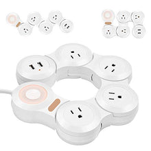 Load image into Gallery viewer, Deformation Power Cord Charger Socket -Flat Plug Power Strip with 2 USB Ports and 4 Multi Outlets, with 6.5FT Extension Cord
