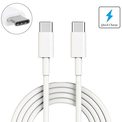 White 6ft Long Type-C to Type-C Cable [C-to-C] Rapid Charger Sync USB Wire USB-C Cord for MetroPCS Samsung Galaxy S8 - MetroPCS ZTE Blade Z Max - MetroPCS ZTE ZMax Pro