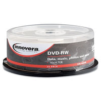 DVD-RW Discs, 4.7GB, 4X, Spindle, Silver, 25/Pack