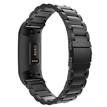 Load image into Gallery viewer, MoKo Band Compatible with Fitbit Charge 3/Charge 4, Premium Stainless Steel Metal Watch Band Replacement Strap Band Bracelet with Watch Lugs Fit Fitbit Charge 3/Charge 4 - Black
